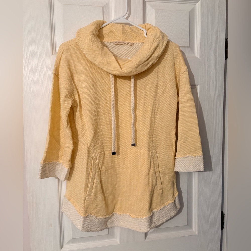 Soft Surroundings Womens XS, Santorini Shores Cowl Neck Pullover Sweater Yellow